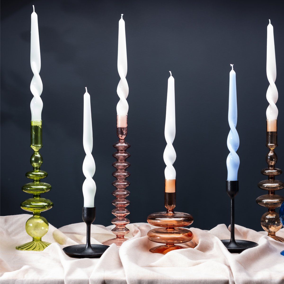 Maegen Spiral Taper Candles – 3 Pack – Sage – FK Living