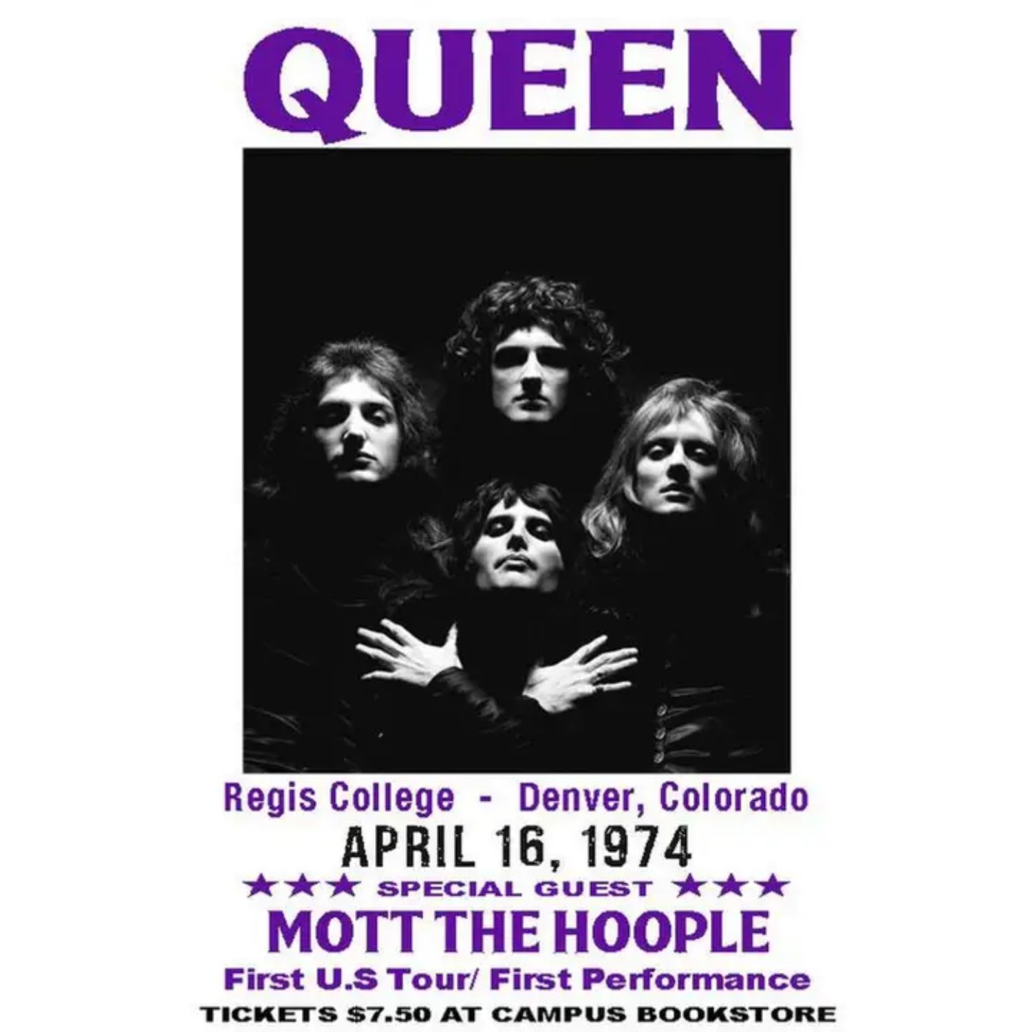 Poster: Queen Denver 1974 (11 x 17 inches) – FK Living